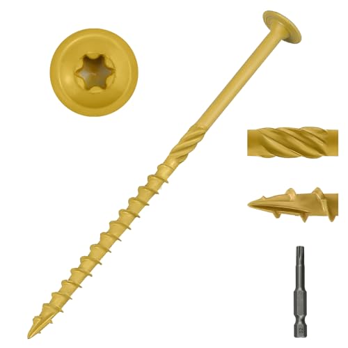 #14 x 6 robuste modifizierte Traversenkopf-Strukturdeck- und Zugschrauben, Epoxidbeschichtete Bronze, rostbeständig, Torx T30 Sternantrieb (inkl. Bit), für Holz, Holzscheite, Landschaftsbau, 20 Stück von EASTLO