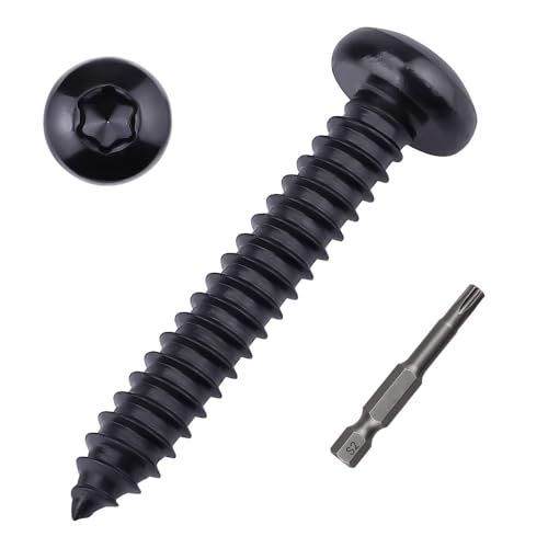 30er-Pack #14 x 2 Flach-Torx-Blechschrauben, schwarz, 304 Edelstahl 18/8, schwarz beschichtet, abgerundeter Kopf (Torx-Bit im Lieferumfang enthalten) von EASTLO