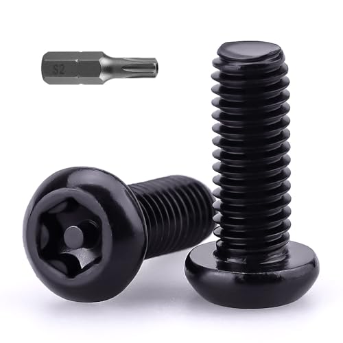 M5-0,8 x 8 mm Flachkopf-Torx-Antriebs-Maschinenschrauben, Edelstahl 304 (18–8), Sicherheitsschrauben, diebstahlsicher, manipulationssicher, schwarz beschichtet, T25-Antriebs-Bit im Lieferumfang von EASTLO
