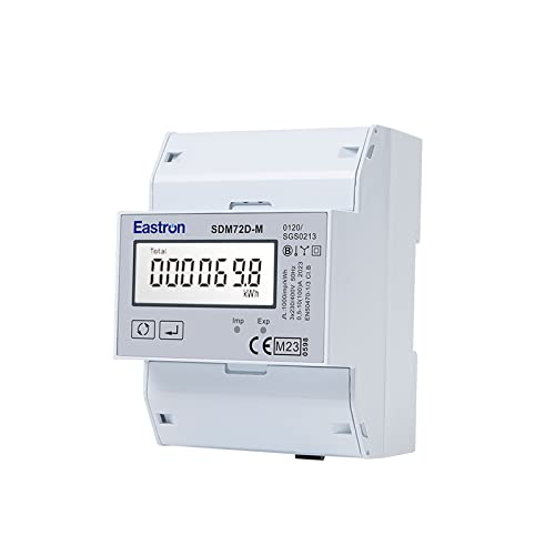 EASTRON SDM72D-M-2-MID Stromverbrauchsmesser – 100A Drehstromzähler – Stromzähler 3 Phasen - 100A kWh Netz, DIN-Hutschiene - Strommessgerät mit beleuchtetem LCD-Bildschirm - MID zertifiziert/geeicht von EASTRON