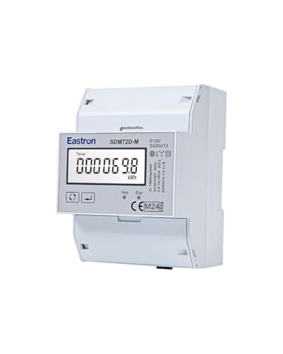 EASTRON SDM72D-M-2-MID Stromverbrauchsmesser – 100A Drehstromzähler – Stromzähler 3 Phasen - 100A kWh Netz, DIN-Hutschiene - Strommessgerät mit beleuchtetem LCD-Bildschirm - MID zertifiziert/geeicht von EASTRON