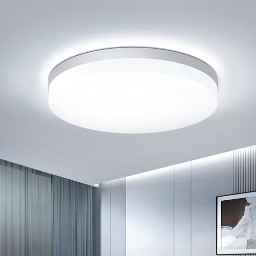 EASY EAGLE LED Deckenleuchte Flach, Rund Deckenlampe 6500k 36W 3600LM, Modern Badezimmer Lampe Badlampe Decke Küchenlampe für Bad Flur Schlafzimmer Balkon Wohnzimmer Küche Keller Lampe Ø23cm von EASY EAGLE