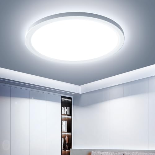 EASY EAGLE Deckenlampe LED Deckenleuchte Flach, 18W IP44 Modern Badezimmer Lampe, 6500K Küchenlampe für Flur Schlafzimmer Balkon Keller, Ø218, 1800LM von EASY EAGLE