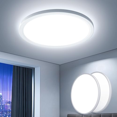EASY EAGLE Deckenlampe LED Deckenleuchte Flach,18W 6500K 1800LM IP44, Modern Badezimmer Lampe Badlampe Decke Küchenlampe für Bad Flur Schlafzimmer Balkon Wohnzimmer Küche Keller Lampe Ø218 (Pack of 2) von EASY EAGLE