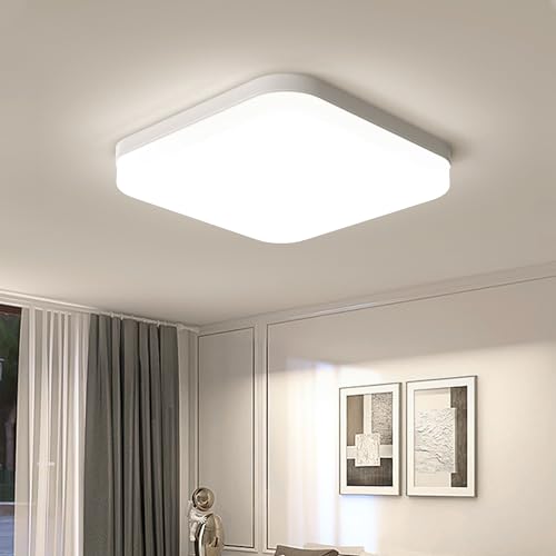 EASY EAGLE LED Deckenleuchte Quadrat: 4000K Deckenlampe LED - IP44 Decke Lampe Panel für Küche Badezimmer Wohnzimmer Keller Flur 23CM 36W von EASY EAGLE