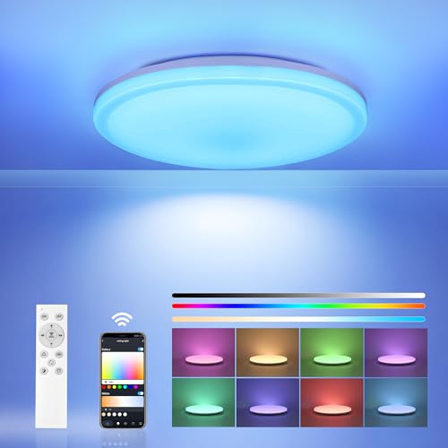 EASY EAGLE LED Deckenleuchte Dimmbar, Bluetooth Deckenlampe LED mit Fernbedienung & App Steuerung, RGB Lampen Deckenbeleuchtung für Wohnzimmer Schlafzimmer Ø30CM 36W von EASY EAGLE
