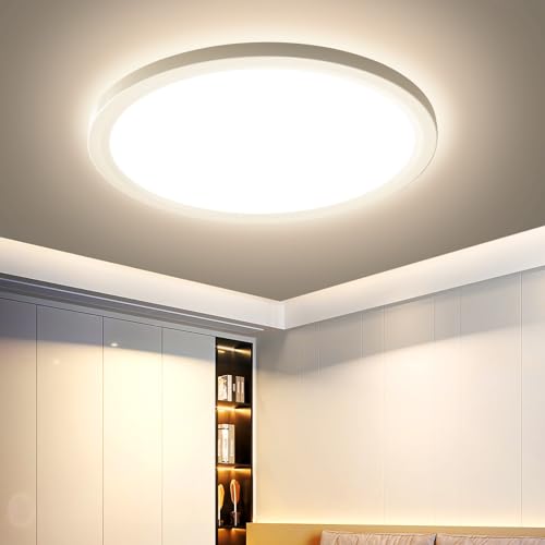 EASY EAGLE Deckenlampe LED Deckenleuchte Flach, 18W IP44 Modern Badezimmer Lampe, 3000K Küchenlampe für Flur Schlafzimmer Balkon Keller, Ø218, 1800LM von EASY EAGLE