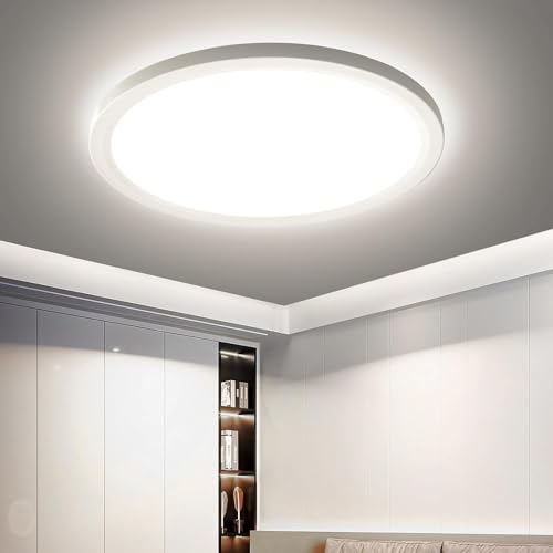 EASY EAGLE LED Deckenleuchte Flach: Rund Deckenlampe - 18W IP44 Modern Badezimmer Lampe, 4000K Küchenlampe für Flur Schlafzimmer Balkon Keller, Ø218, 1800LM von EASY EAGLE