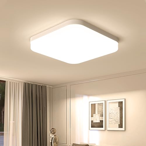 EASY EAGLE LED Deckenleuchte Quadrat: 3000K Deckenlampe LED - IP44 Decke Lampe Panel für Küche Badezimmer Wohnzimmer Keller Flur 23CM 36W von EASY EAGLE