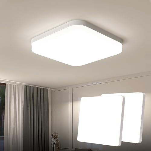 EASY EAGLE LED Deckenleuchte Quadrat: 4000K Deckenlampe LED - IP44 Decke Lampe Panel für Küche Badezimmer Wohnzimmer Keller Flur 23CM 36W (Pack of 2) von EASY EAGLE