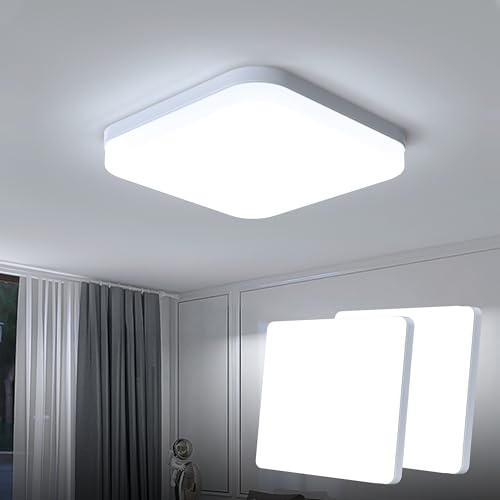 EASY EAGLE LED Deckenleuchte Quadrat: 6500K Deckenlampe LED - IP44 Decke Lampe Panel für Küche Badezimmer Wohnzimmer Keller Flur 23CM 36W （ Pack of 2 von EASY EAGLE