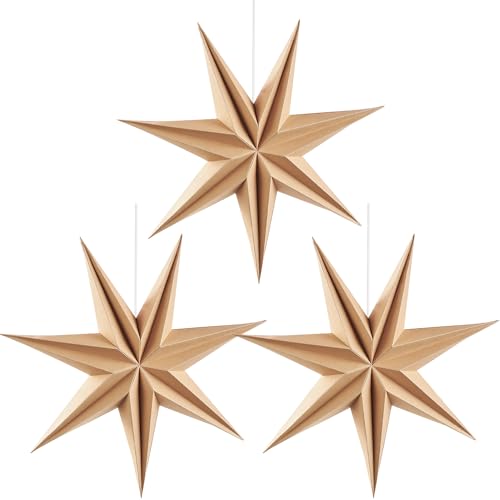 EASY JOY Papiersterne Weihnachtsstern 30cm 3 Stück Party Dekoration 3D Stern Holz Weihnachtsdeko Fensterdeko Faltsterne zum Aufhängen EASY JOY Papiersterne Weihnachtsstern 30cm 3 Stück Party Dekoration 3D Stern Holz Weihnachtsdeko Fensterdeko Faltsterne zum Aufhängen von EASY JOY