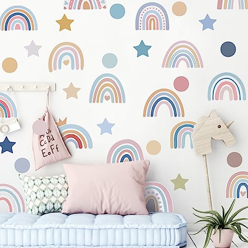 EASY JOY Boho Regenbogen Wandtattoo Kinderzimmer Wanddeko Wandaufkleber Wandsticker Sterne für Kinder Schlafzimmer Babyzimmer Kinderzimmer von EASY JOY