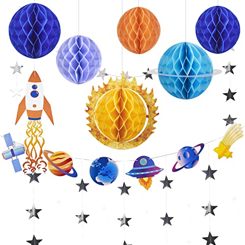 EASY JOY decorazione spaziale decorazione Compleanno pianeta decorazione da appendere a Nido d'ape Banner ghirlanda Stelle astronauti spaziali per Compleanno di Bambini Ragazzi von EASY JOY