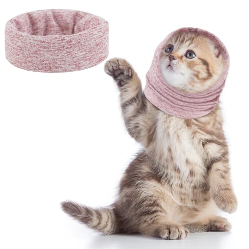 Pattepoint ​Katzenohr Muffs Noise Protection, Kätzchen Ohrenschützer für Komfort Cat Earmuffs, Kapuzenpullis für Katzen, Kätzchen Hals und Ohren Wärmer Kätzchen Hoodie Anti Angst Snood - Rosa S von EASY JOY