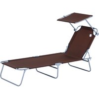 Outsunny Sonnenliege klappbar Gartenliege mit Sonnenschutz Liegestuhl mit 4-Fach verstellbare Rückenlehne Campingliege bis 120kg belastbar für von EASYCOMFORT