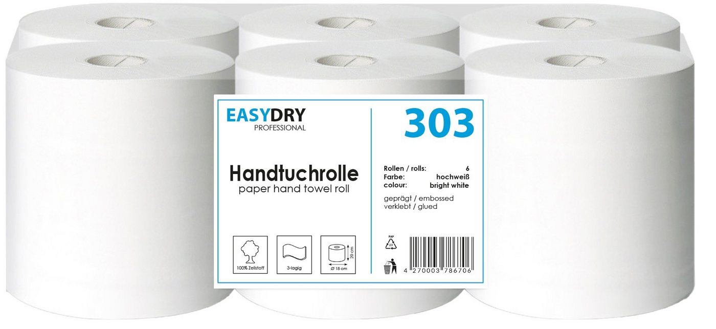 EASYDRY Papierhandtuch Handtuchrollen 3-lagig Papierhandtuch EASYDRY PROFESSIONAL 303 (1-St) von EASYDRY
