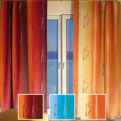 EASYHomefashion Bellarty Vorhang nach Maß Verdunkelungsvorhang Verdunkelungs Vorhänge maßgefertigt Dekoschal Gardine Blickdicht Blackout Palermo rot-orange 225 x 290 cm von EASYHomefashion
