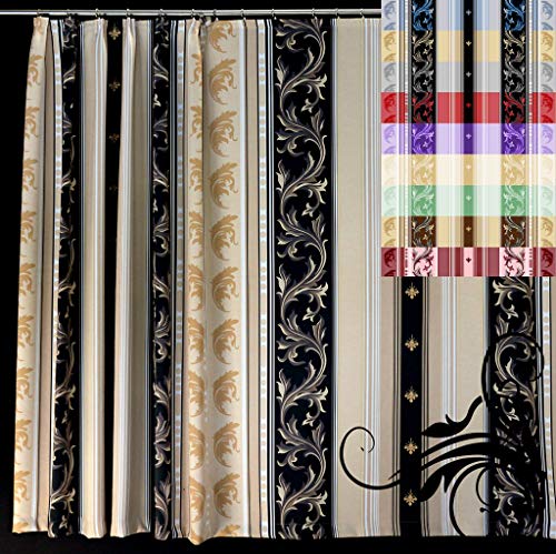 EASYHomefashion Bellarty Vorhang nach Maß Verdunkelungsvorhang Verdunkelungs Vorhänge maßgefertigt Dekoschal Gardine Blickdicht Blackout Roma Gold-schwarz 225 x 145 cm von EASYHomefashion