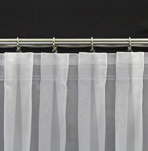 EASYHomefashion Fertiggardine nach Maß Voile Store weiß, maßgefertigt, halbtransparent mit FLACHFALTE. Größe wählbar (Höhe 80-295 cm, Breite 200-1200 cm), Variante 100 x 250 cm (Höhe x Breite) von EASYHomefashion