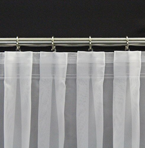 EASYHomefashion Fertiggardine nach Maß Voile Store weiß, maßgefertigt, halbtransparent mit FLACHFALTE. Größe wählbar (Höhe 80-295 cm, Breite 200-1200 cm), Variante 240 x 300 cm (Höhe x Breite) von EASYHomefashion