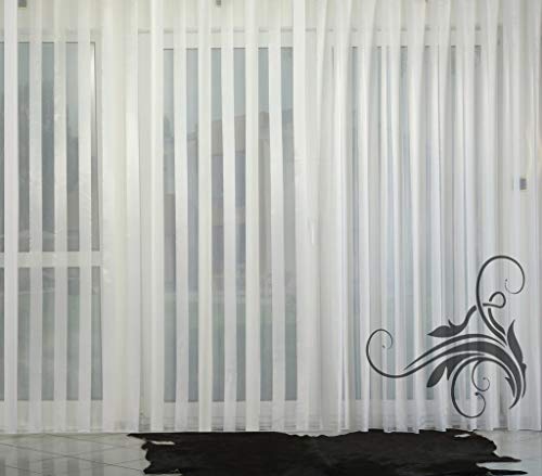 EASYHomefashion Hochwertige Fertiggardine Voile Store Deko Schal mit Faltenband Bleiband Streifenvoile CLASSIK 105 x 450 cm (HöhexBreite) von EASYHomefashion