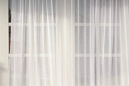 EASYHomefashion Hochwertige Fertiggardine Voile Store Deko Schal mit Faltenband Bleiband Streifenvoile Elegance 95 x 450 cm (HöhexBreite) von EASYHomefashion