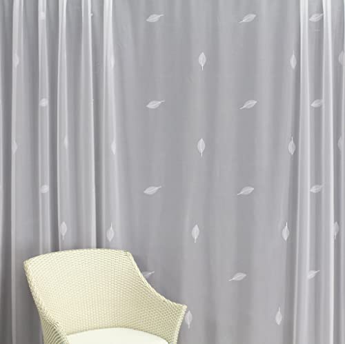 EASYHomefashion Hochwertige Fertiggardine Voile Store Deko Schal mit Stickerei Faltenband Bleiband Borgo 190 x 600 cm (HöhexBreite) von EASYHomefashion