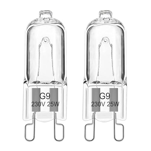 EASYIVY G9 Backofenlampe 25W 230V Halogen G9 Oven Lampe für AEG/Neff/Zanussi/Smeg/Bosch Backofen, Mikrowellenanwendungen 300 Grad C Hitzebeständige Glühbirnen, 2er Pack von EASYIVY