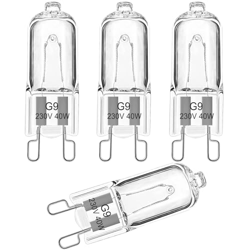 EASYIVY G9 Backofenlampe 40W 230V G9 Backofen Halogenlampe für AEG/Neff/Zanussi/Smeg/Bosch Backofen, Mikrowellenanwendungen 300 Grad C Hitzebeständige Glühbirnen, 4er Pack von EASYIVY