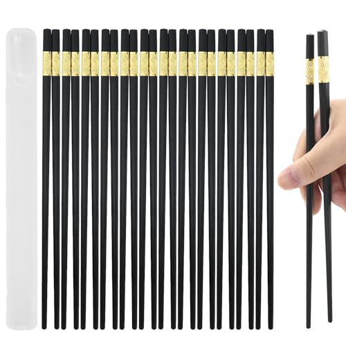 10 Paare "Ru Yi" Schwarz Chinesische Essstäbchen mit essstäbchen box, 9.5 Zoll Chopsticks, Spülmaschinenfest Essstäbchen, Legierung Essstäbchen, Wiederverwendbare Legierung Essstäbchen, Anti-Rutsch von EASYKEENECOM