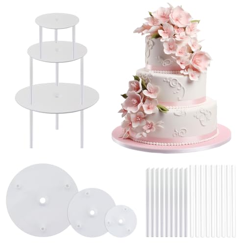 18 Stück Dübelstangen für Tiered Kuchen mit 3 Stück Tortenplatte, Tortenständer, Wiederverwendbare Kunststoff Kuchen Unterstützung Stab für die Stufenkonstruktion der Torte Unterstützend 18 Stück Dübelstangen für Tiered Kuchen mit 3 Stück Tortenplatte, Tortenständer, Wiederverwendbare Kunststoff Kuchen Unterstützung Stab für die Stufenkonstruktion der Torte Unterstützend von EASYKEENECOM