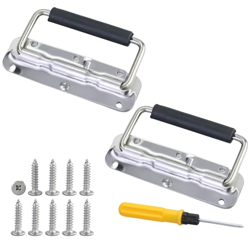 2 Stück Klappgriff, 140mm Gefedert Kistengriff Klappgriff Griff Tragegriff Klappgriffe für Kisten Kistengriff Klappgriff Edelstahl Hardware Boxen (Bringen Sie 10 Schrauben und 1 Schraubendreher mit) 2 Stück Klappgriff, 140mm Gefedert Kistengriff Klappgriff Griff Tragegriff Klappgriffe für Kisten Kistengriff Klappgriff Edelstahl Hardware Boxen (Bringen Sie 10 Schrauben und 1 Schraubendreher mit) von EASYKEENECOM