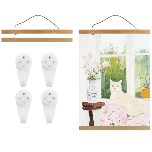 2er Set 31cm Magnetisch Posterschiene A3 mit 4 Stücke Weiße Bilderhaken, Bilderrahmen aus Teak für Wandbilder, Photos, Posterleiste Holzrahmen Bilderleiste Klemmleiste 2er Set 31cm Magnetisch Posterschiene A3 mit 4 Stücke Weiße Bilderhaken, Bilderrahmen aus Teak für Wandbilder, Photos, Posterleiste Holzrahmen Bilderleiste Klemmleiste von EASYKEENECOM