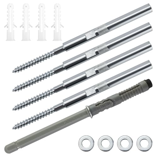5er-Set Unsichtbar Wandregal Halterung Ø10x100mm, Regalhalterung Unsichtbar, Schwebende Regalhalterung aus Stahl - Tragfähigkeit 18kg - Inklusive Unterlegscheiben und Dübel von EASYKEENECOM
