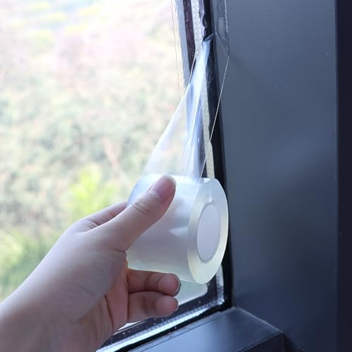 Dichtungsband Selbstklebend für Türen Fenster Türdichtungsstreifen 5cmx10m Wasserdicht Transparent Wetterfeste Haustürdichtung Innen Unten Windschutzstreifen Zugluftstopper Türbodendichtung von EASYKEENECOM