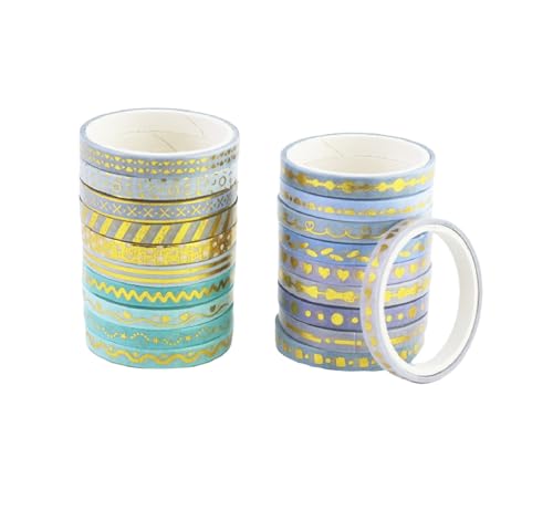 20 Rollen Dünn Folie Gold Washi Tape Set, Dekoratives Klebeband Bunt, Masking Tape Klebeband Bunt für Kinder, Scrapbooking zubehör, Bullet Journals, Bastel Planer, Handwerk und DIY von EASYKEENECOM