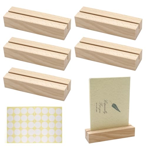 EASYKEENECOM Kartenhalter Holz, 5 Stück Tischkartenhalter mit Doppelseitigen Klebstoff, Kartenständer Postkartenhalter Fotohalter für Hochzeiten, Restaurants, Bankette und Partys Menükartenhalter von EASYKEENECOM