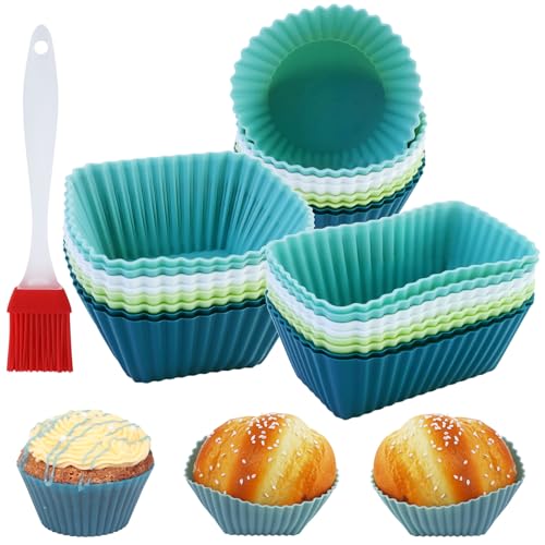 Muffinform Silikon - 3 Typen Wiederverwendbare Silikon Muffinförmchen - 24 Stück BPA-Frei Backformen Muffin-Formen, Rechteck, Quadrat, Kreis Cupcake Formen für Kuchen, Eincreme und Pudding Muffinform Silikon - 3 Typen Wiederverwendbare Silikon Muffinförmchen - 24 Stück BPA-Frei Backformen Muffin-Formen, Rechteck, Quadrat, Kreis Cupcake Formen für Kuchen, Eincreme und Pudding von EASYKEENECOM