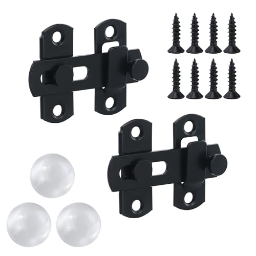 Schiebeschloss Türriegel, 4 Inch Türriegel Riegel, Schiebetür Schloss, 2 Stück Edelstahl Riegelschloss Schwarz Flip Latch mit Fester Schraube Torriegel Schlossriegel Schieberiegel für Haus Hof Garten von EASYKEENECOM