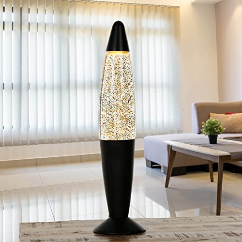 Easylight Lavalampe Schwarz Gold Glitter klein 36 cm G9 Retro Tischleuchte Stimmungslicht Glitterlampe TIMMY von Easylight