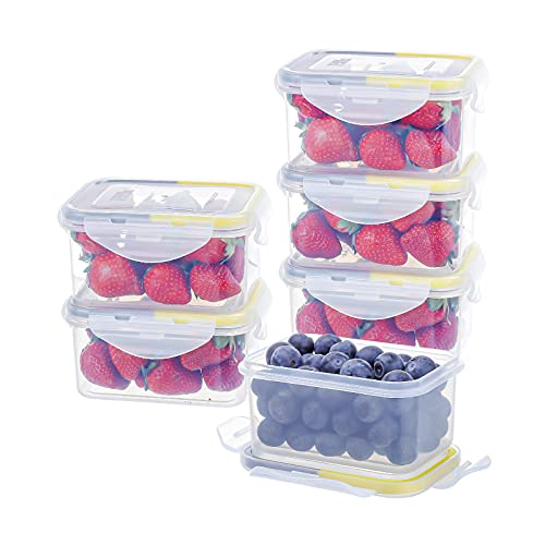 EASYLOCK 6er-Set 500ML Kleine Dosen mit Deckel Plastik Eisbehälter für Speiseeis Gefrierdosen Klein Mikrowellengeschirr Kimchi Behälter Snackbox (Gelb-Grau) von EASYLOCK
