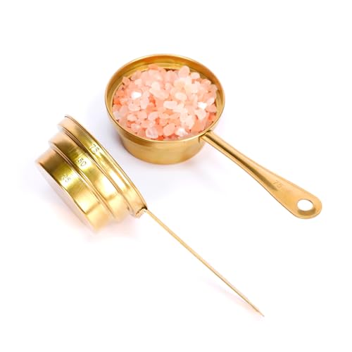 EASYLOCK 3 in 1 Messlöffel Kaffeelöffel Edelstahl Messbecher Klein Dosierlöffel Measuring Spoons Portionierlöffel Scoop Löffel zum Kochen, Backen (Goldene) von EASYLOCK