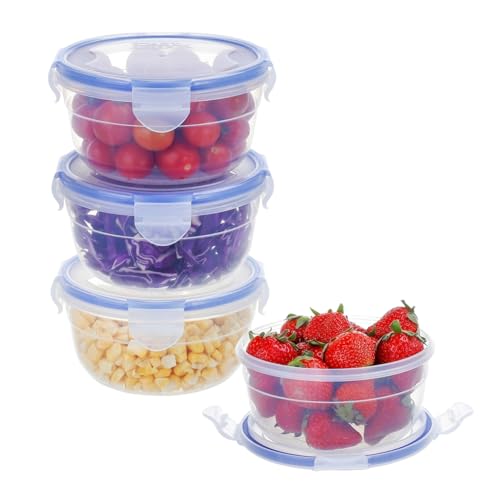 EASYLOCK 4er Schüssel Set 0,6L Kunststoff Frischhaltedosen mit Deckel Rund BPA-frei Gefrierdosen Klein Stapelbar, Luftdicht, Spülmaschinen-, Mikrowellen-, und Gefriergeeignet (Blau) EASYLOCK 4er Schüssel Set 0,6L Kunststoff Frischhaltedosen mit Deckel Rund BPA-frei Gefrierdosen Klein Stapelbar, Luftdicht, Spülmaschinen-, Mikrowellen-, und Gefriergeeignet (Blau) von EASYLOCK