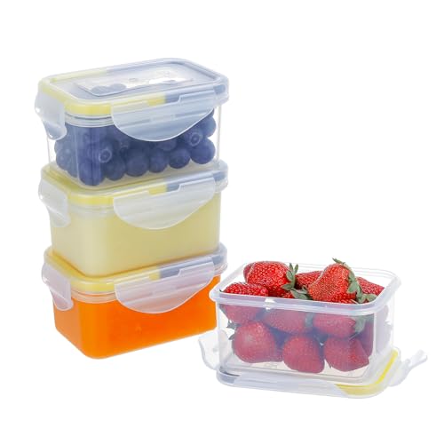 EASYLOCK 4PACK 180ML Kleine Dosen mit Deckel Plastik, Meal Prep Boxen, Mikrowellengeschirr, Auslaufsicher Tragbar und Langlebig (Gelb-grau) von EASYLOCK