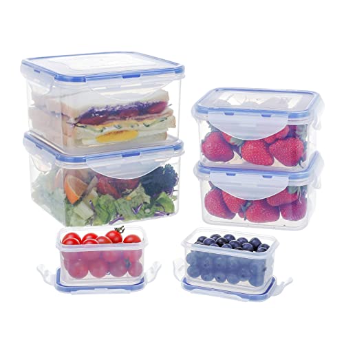 EASYLOCK 6er-Set 1250ML/500ML/180ML Plastikdosen Frischhaltedosen Set mit Deckel, Brotdose,Aufbewahrungsbox Küche, Meal Prep Boxen, Aufschnittboxen für Kühlschrank, Quadratisch Gefrierdosen von EASYLOCK