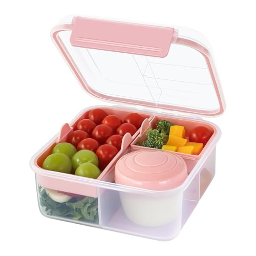 EASYLOCK Brotdose mit Fächern 1250ml Bento Box Lunchbox Erwachsene Quadratisch Brotzeitbox Salatbox to Go mit 150ml Saucendose Butterbrotdose Brotdose Auslaufsicher für Schule, Büro, Picknick (Rosa) EASYLOCK Brotdose mit Fächern 1250ml Bento Box Lunchbox Erwachsene Quadratisch Brotzeitbox Salatbox to Go mit 150ml Saucendose Butterbrotdose Brotdose Auslaufsicher für Schule, Büro, Picknick (Rosa) von EASYLOCK