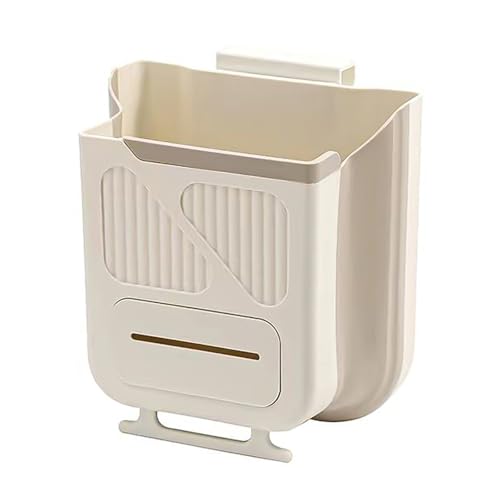 EASYLOCK Faltbarer Mülleimer Hängend Haushaltshelfer Biomülleimer für Küche, Bad, Büro, Schlafzimmer, Camping, Auto, Wohnmobil, Wohnwagen (Beige) von EASYLOCK