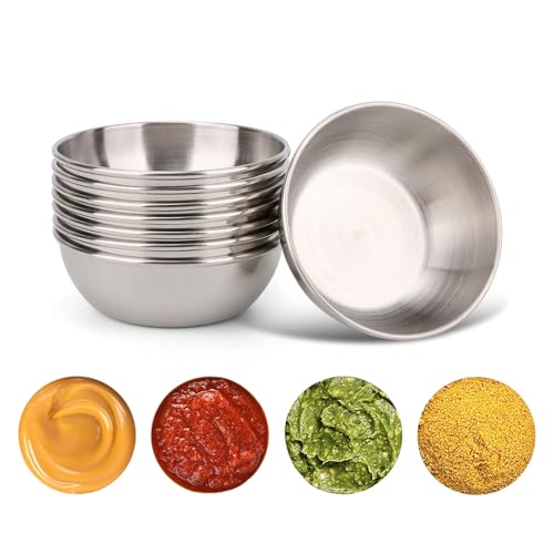 EASYLOCK Mini Dipschalen aus Edelstahl Schüssel Klein Schälchen für Dips Zutatenbehälter 8 Stücke Edelstahl Saucenschälchen für Sojasauce, Ketchup, Salatdressing, Erdnussbutter EASYLOCK Mini Dipschalen aus Edelstahl Schüssel Klein Schälchen für Dips Zutatenbehälter 8 Stücke Edelstahl Saucenschälchen für Sojasauce, Ketchup, Salatdressing, Erdnussbutter von EASYLOCK