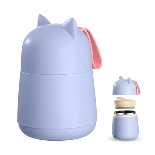 EASYLOCK Thermobehälter für Essen Joghurtbecher to Go 450ML Isolierter Edelstahl Joghurtbecher Porridge Becher mit Klapplöffel für Suppe, Milch, Haferflocken und Joghurt (Lila) von EASYLOCK